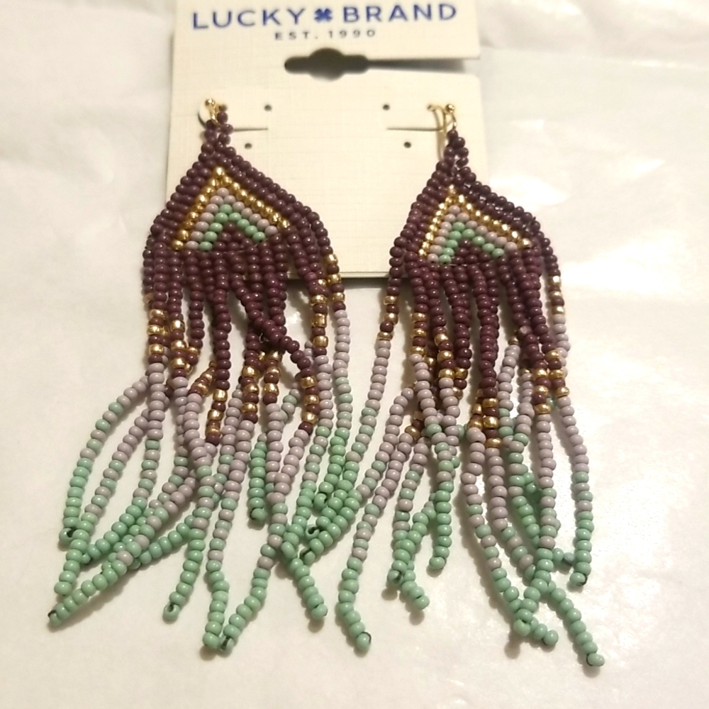 NWT Beaded Boho Lucky Brand Earrings